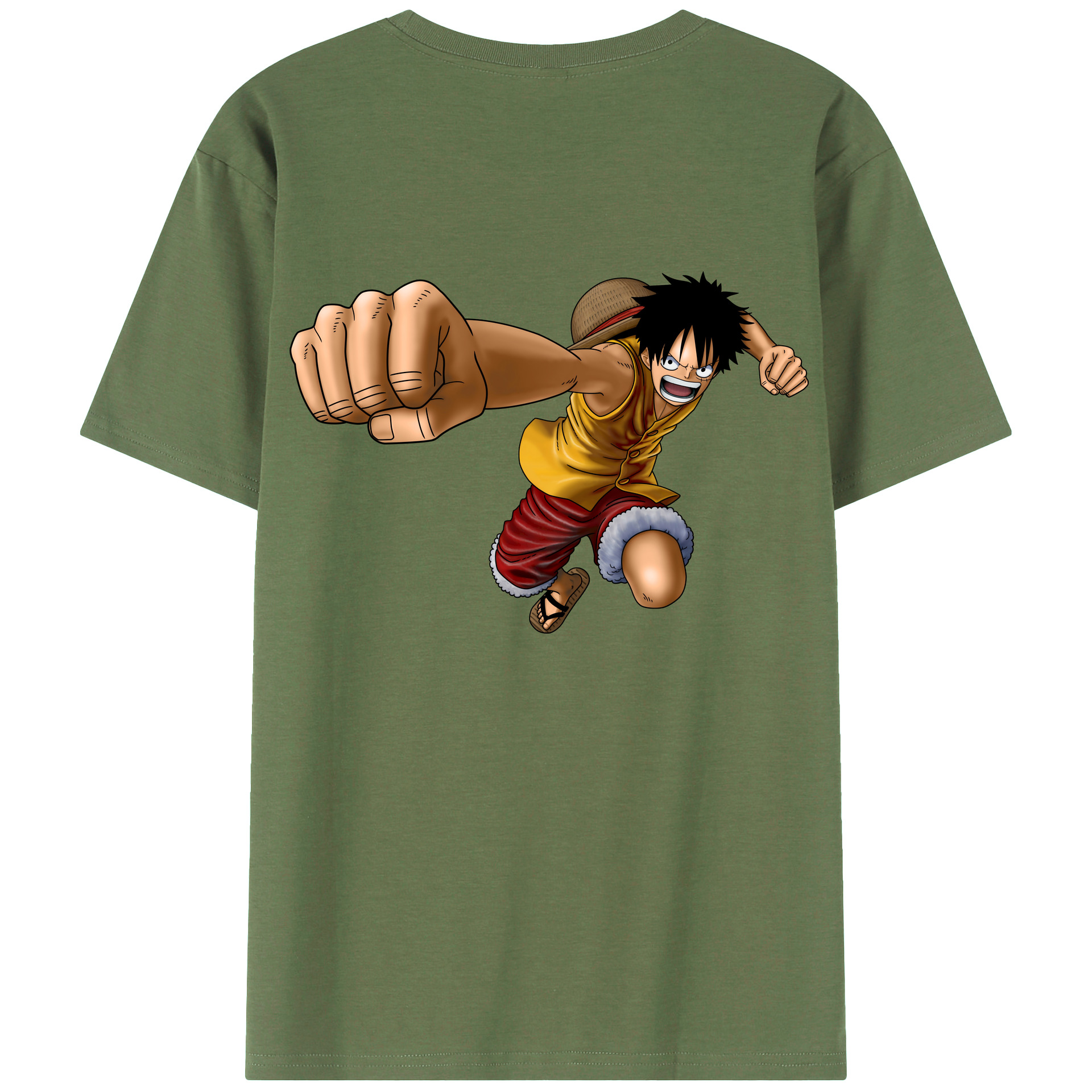 ワンピース モンキー・D・ルフィ ONE PIECE Monkey D. Luffy 綿100％ メンズ半袖Tシャツ（バックプリント） 通気性